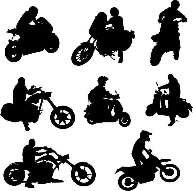 silhouettes Riders motorcycle 