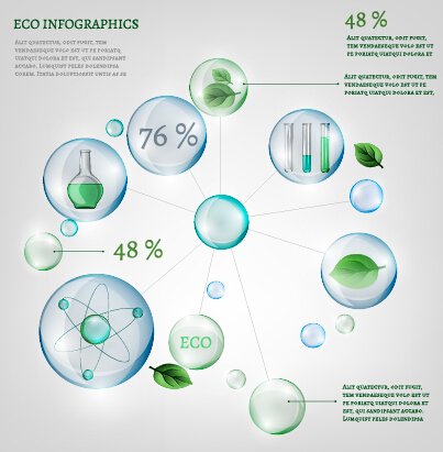 leaves infographics eco bubble 