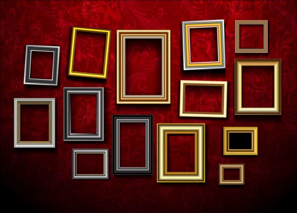 wall red photo frame 