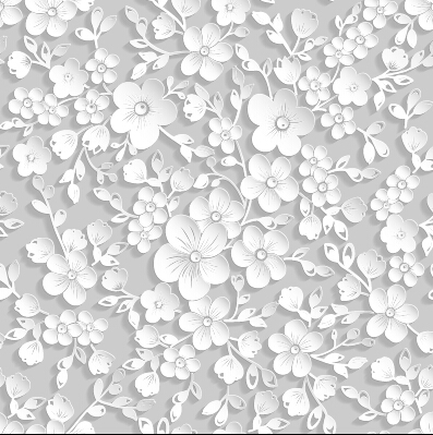 white seamless pattern paper flowers 