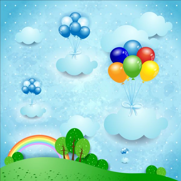 rainbow landscape cartoon 