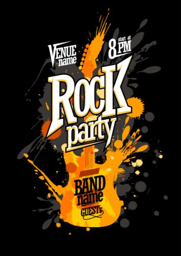 rock poster party guitar blur black 