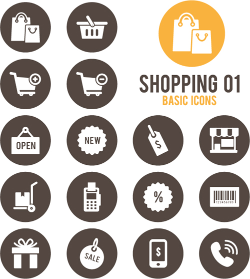 shopping round icons design 