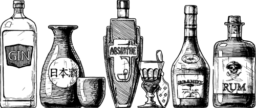 hand drawing design bottles 