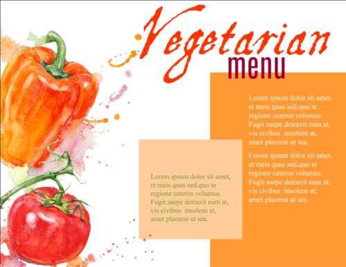 watercolor vegetables menu 