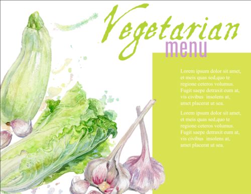 watercolor vegetables menu 