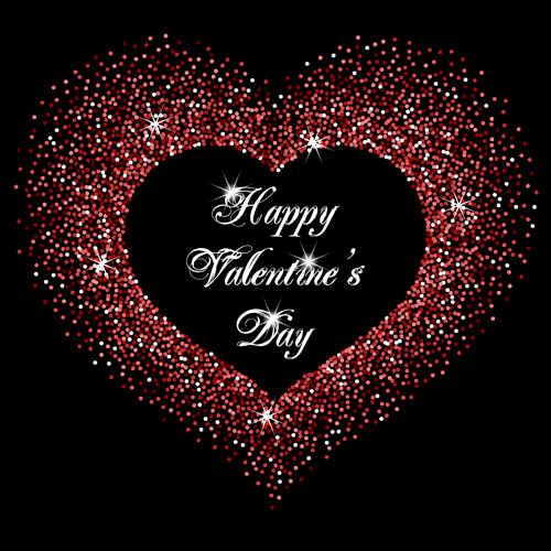 valentines shiny light heart dots day card 