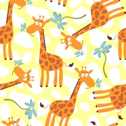 seamless pattern giraffe cartoon 