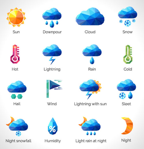 weather shapes icons geometric 