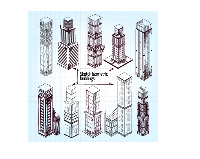 sketch isometric buildings 