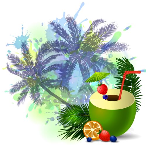 trees palm coconut background 