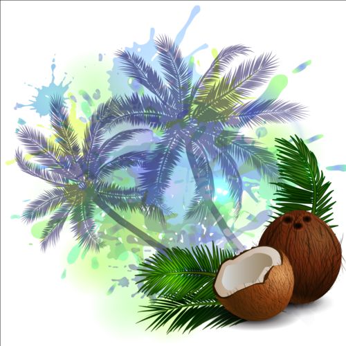 trees palm coconut background 
