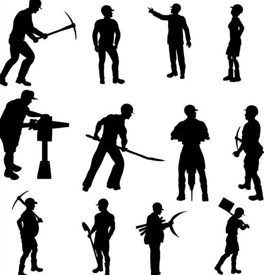 workers silhouettes 