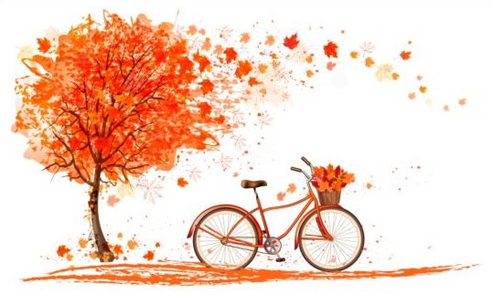 trees red nature bike background autumn 