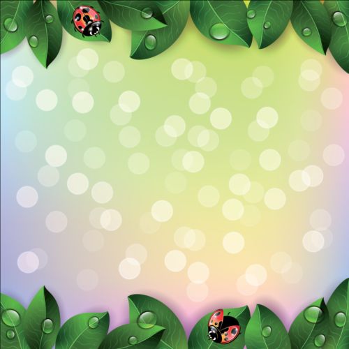 leaves ladybug halation border background 
