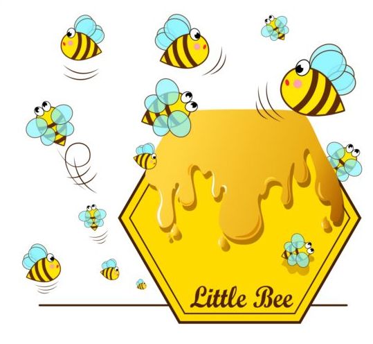 little illustration honeycomb bee 