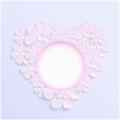 pink paper heart flower background 