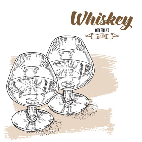 whiskey hand glass drawn 