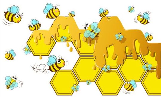 little illustration honeycomb bee 