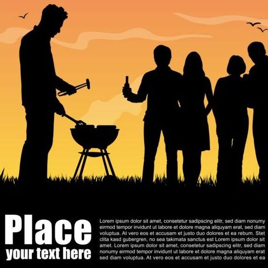 silhouetter party barbecue background 