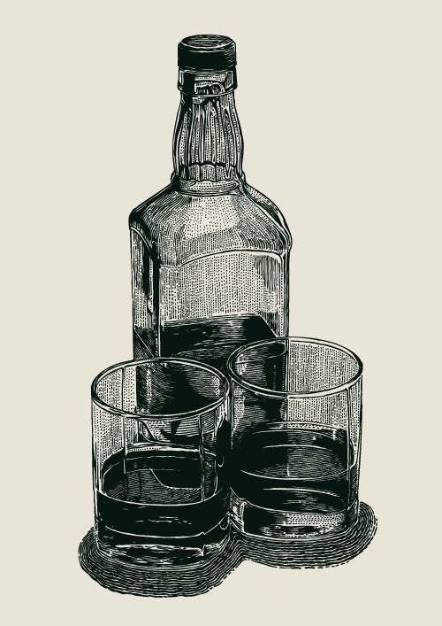 hand drawn cup bottles 