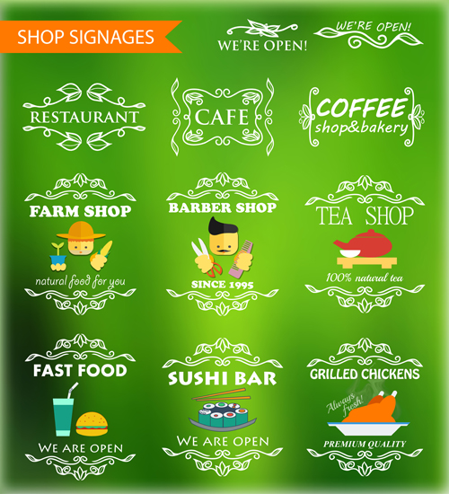 signages restaurant labels 