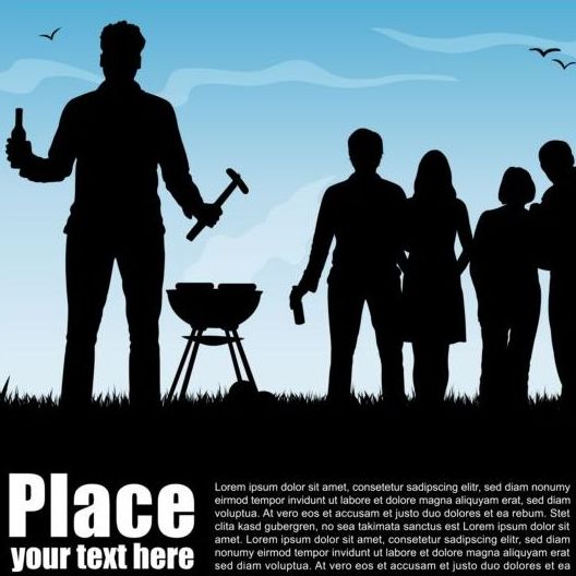 silhouetter party barbecue background 