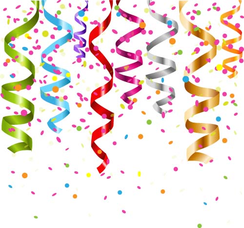 ribbon confetti colored birthday background 