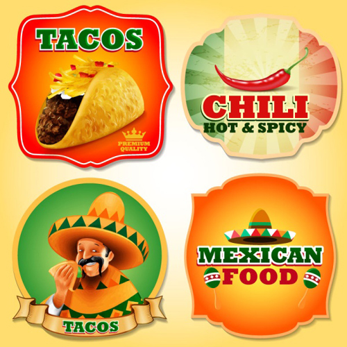 tacos mexican labels food chili 