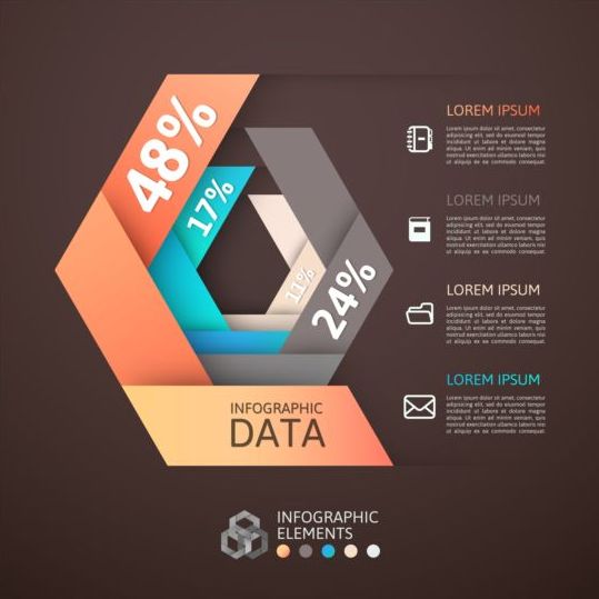 origami infographics elements brown 