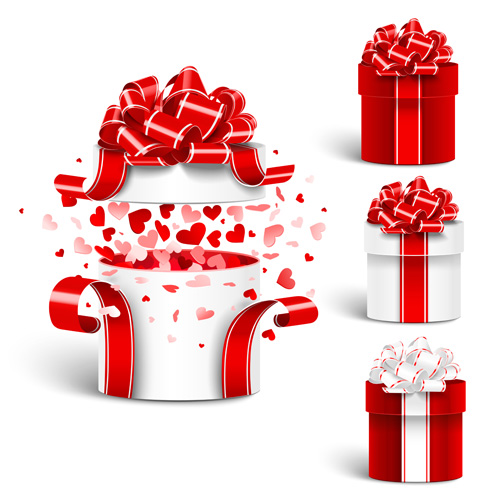 Valentine day red bow gift boxs 
