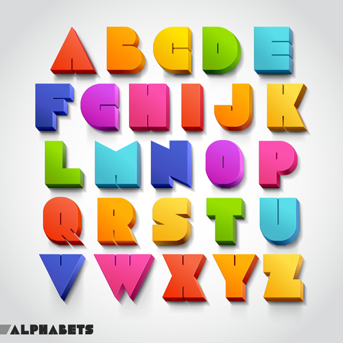 material colored alphabets 
