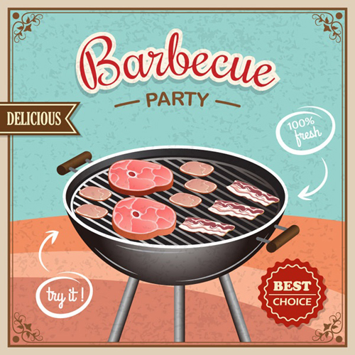 Retro font poster party barbecue 