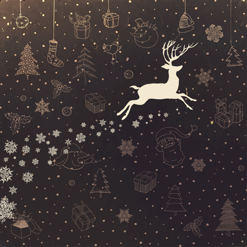 vintage deer christmas background 