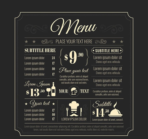 restaurant menu material blackboard 