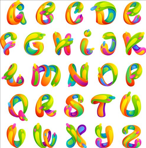 cute colored alphabets 