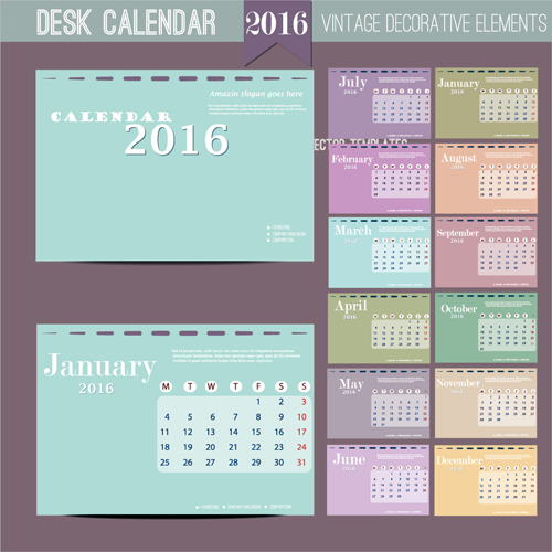 year new material desk calendar 2016 
