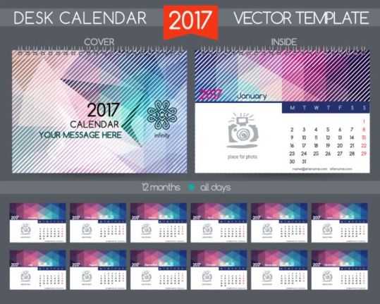 Retro font desk calendar 2017 