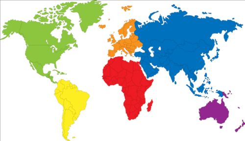 world simple map color 