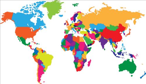 world simple map color 