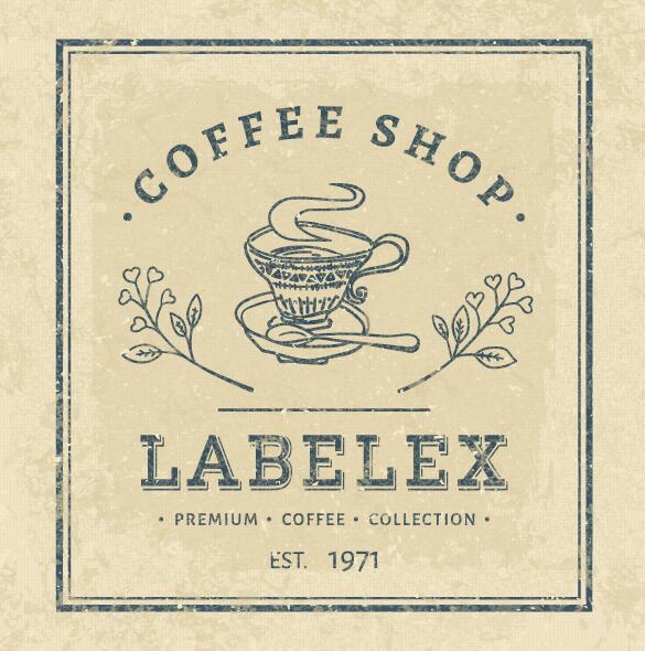 vintage square shop label coffee 