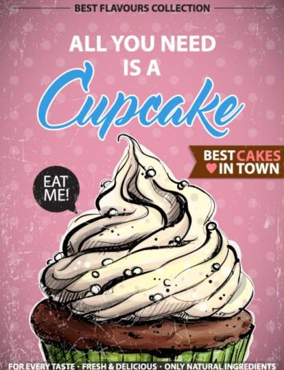 vintage poster cupcake 