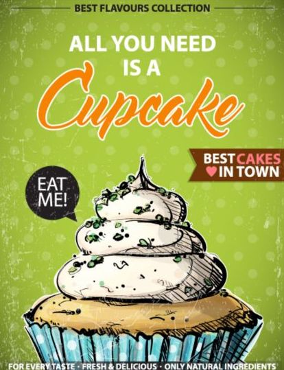 vintage poster cupcake 