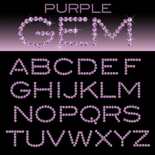 purple diamond alphabet 