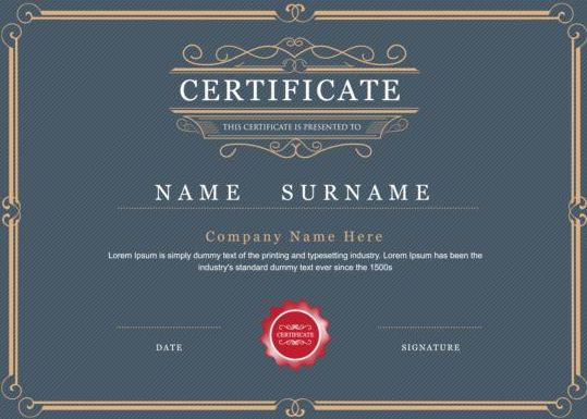 template Retro font gray certificate 