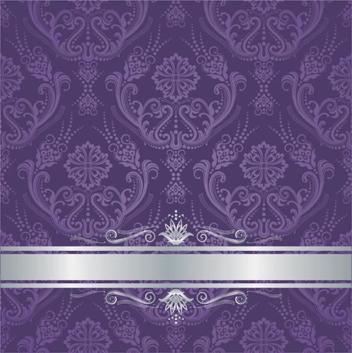 silver purple luxury damask border 
