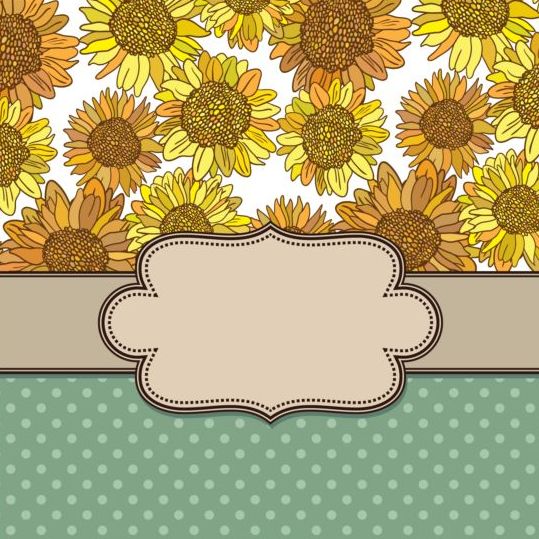 vintage sunflower frame background 