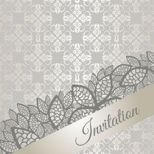 vintage invitation floral damask background 