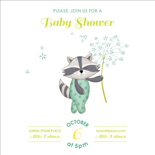 shower racoon cute card baby 
