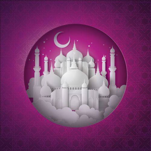 white ramadan purple mosque kareem background 